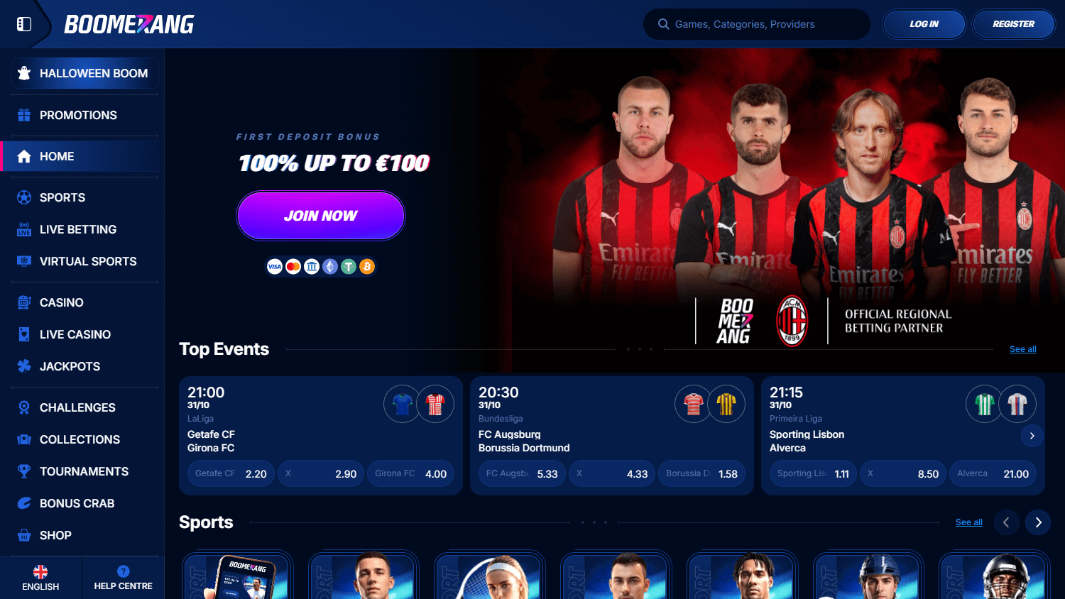 Boomerang.Bet Casino Desktop screenshot